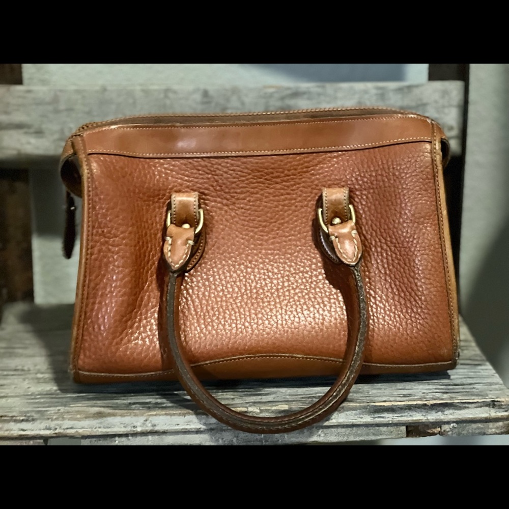 Vintage Dooney & Bourke Classic Satchel All Weather British Tan Handbag